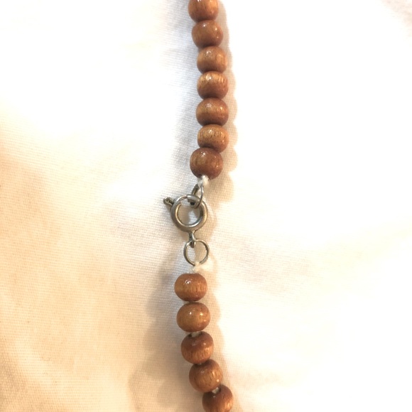 Folksy Wood Beaded Statement Necklace - Picture 2 of 2